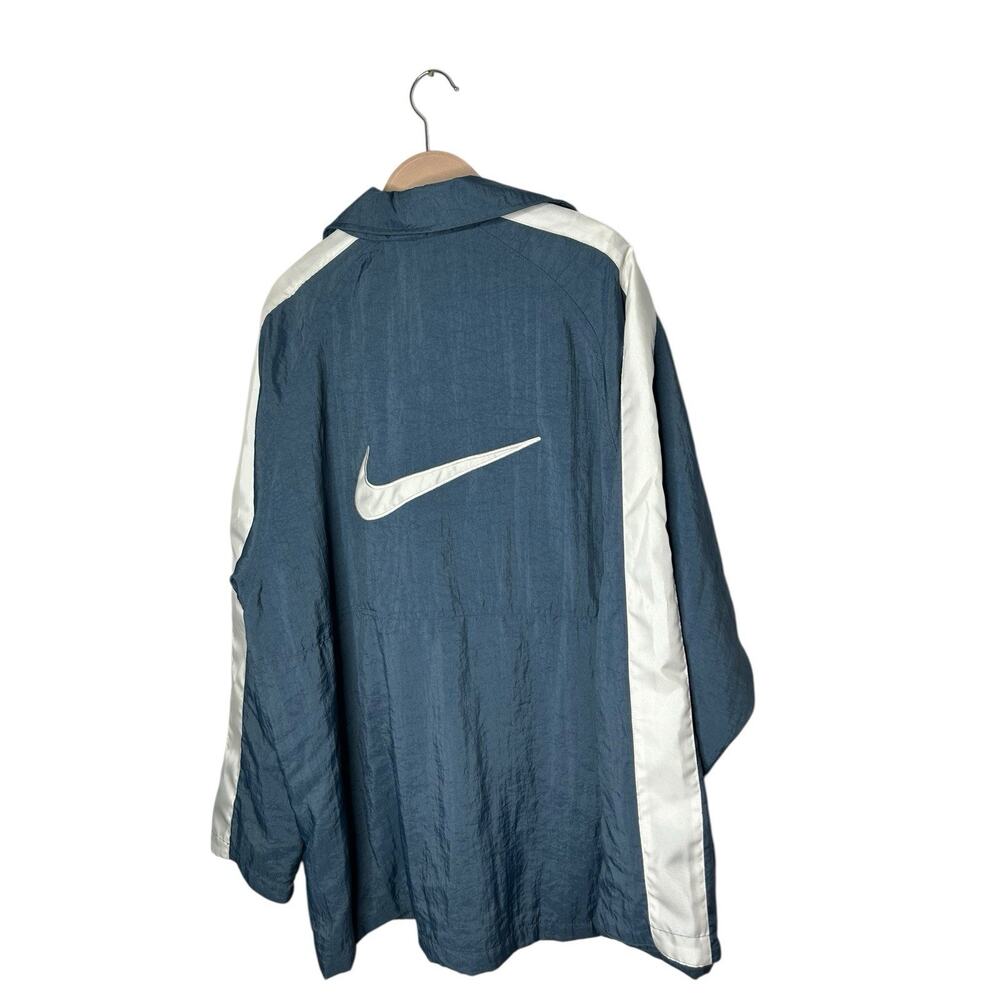 Vtg‎ 90’s Nike Windbreaker Sz XL Back Hit Swoosh Blue white Full Zip lined